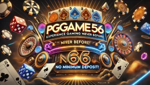 หน้าแรกของ pggame56 พร้อมเมนูสมัครสมาชิก